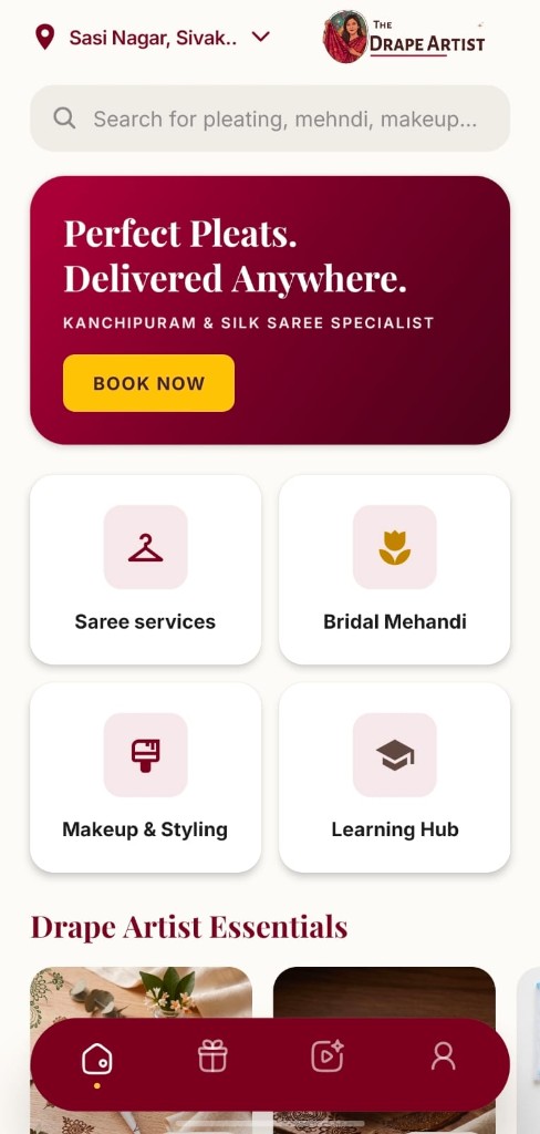 Drape App The Drape Artist | Saree Draping, Mehandi & Makeup – Tamil Nadu